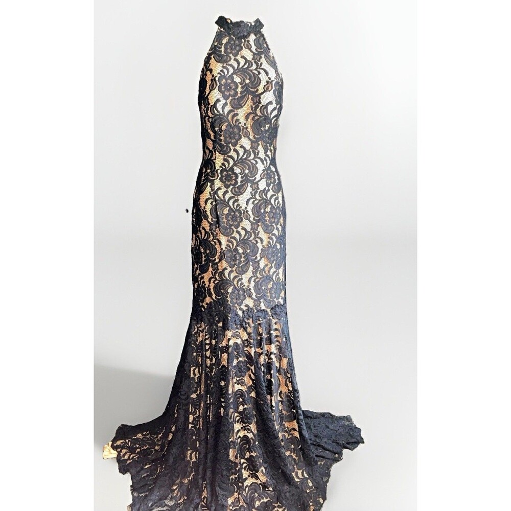 Jovani Black Lace Mermaid Gown 6 Halter Formal Prom Gala Evening Dress